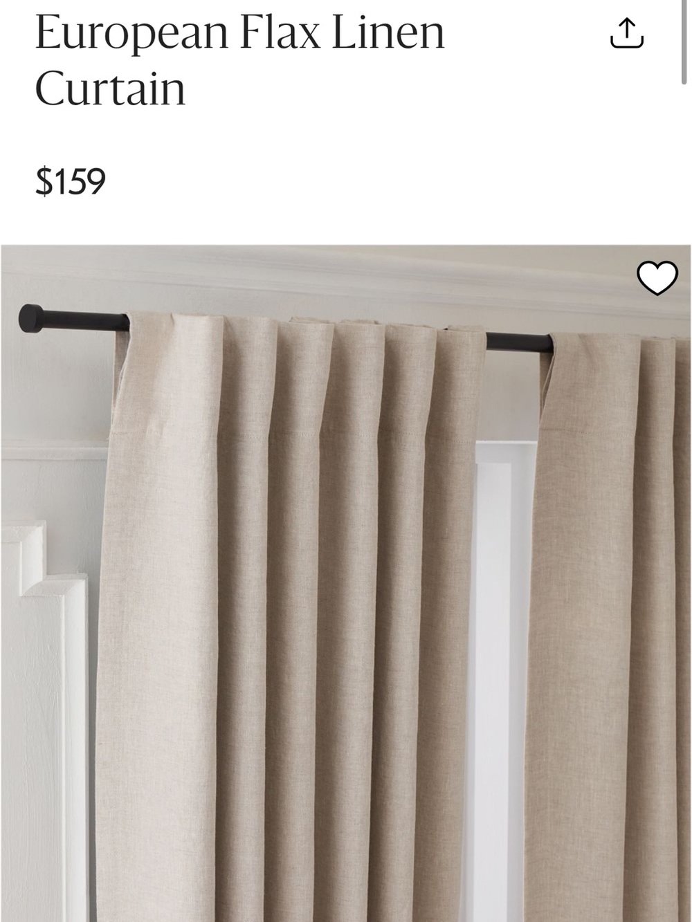 West Elm European Flax Linen Curtain in Natural Beige